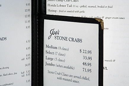 Joe's menu